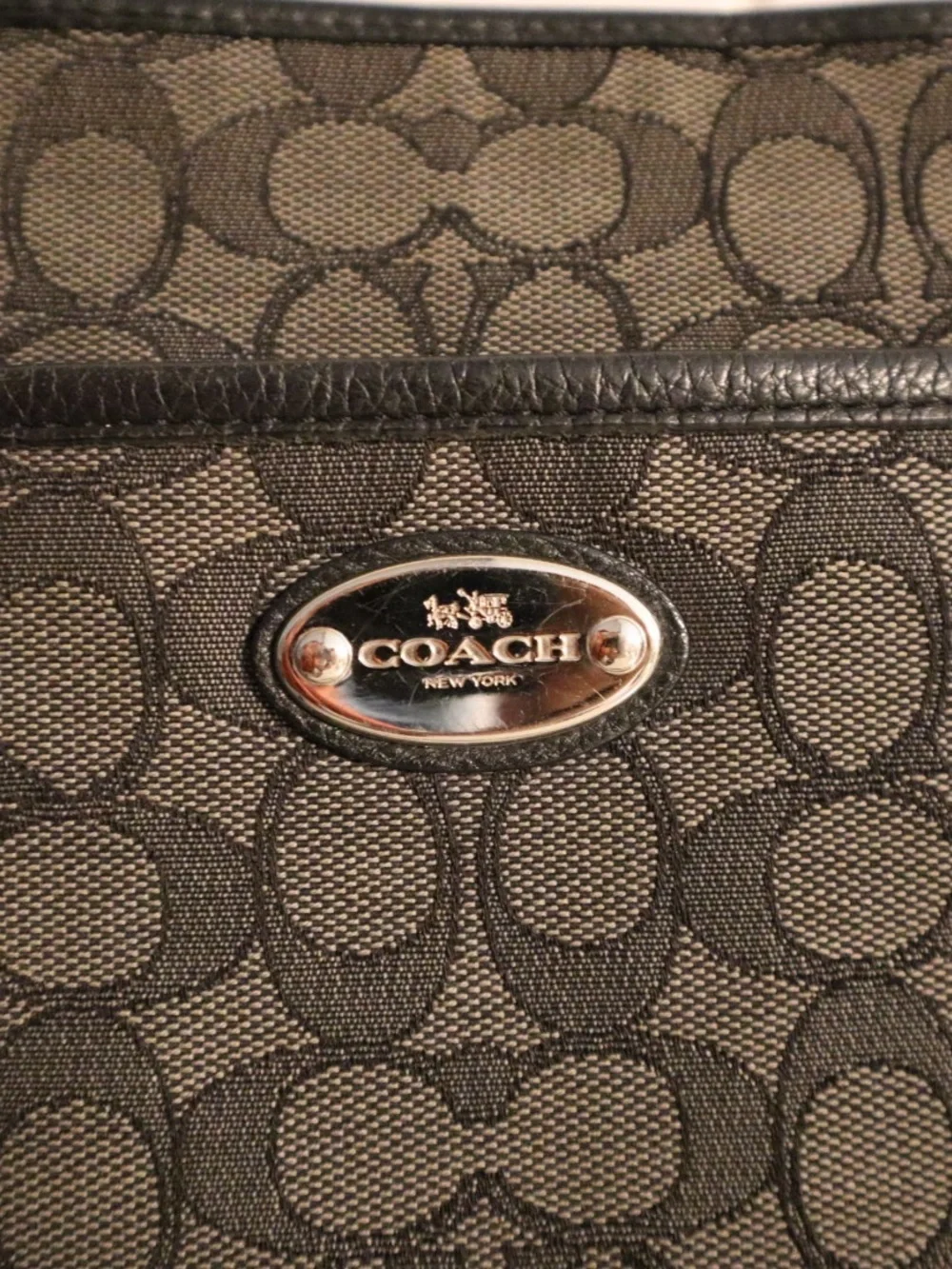 Coach Black and Brown Signature Shoulder Bag